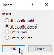 excel keyboard shortcut to insert row