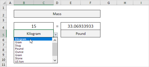 Conversion in Excel