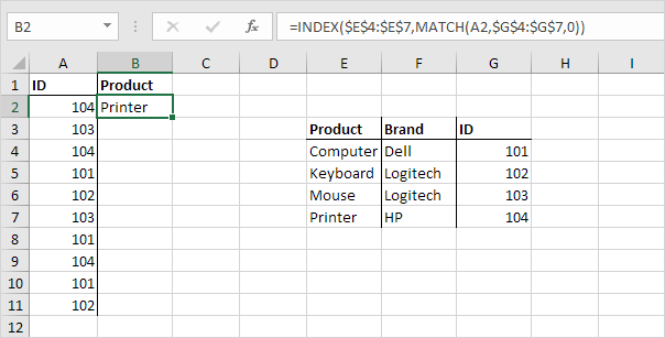 How do I apply INDEX MATCH or another lookup formula to find an