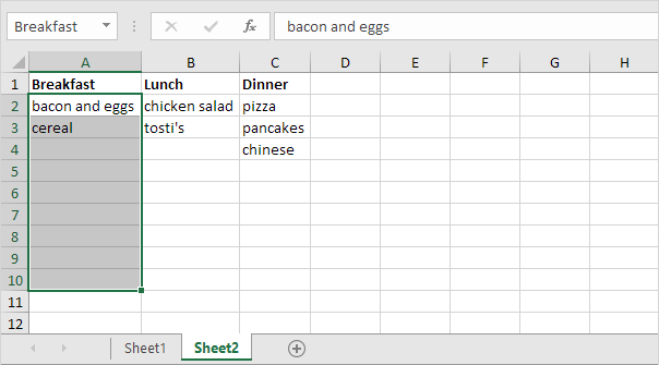 Daily Meal Planning Template from www.excel-easy.com