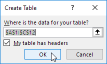 Create Table