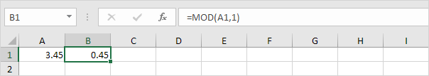 Use MOD to Extract Fractional Part