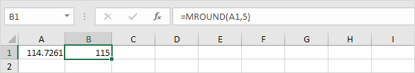 Use the Mround Function in Excel to round to the nearest multiple of 5