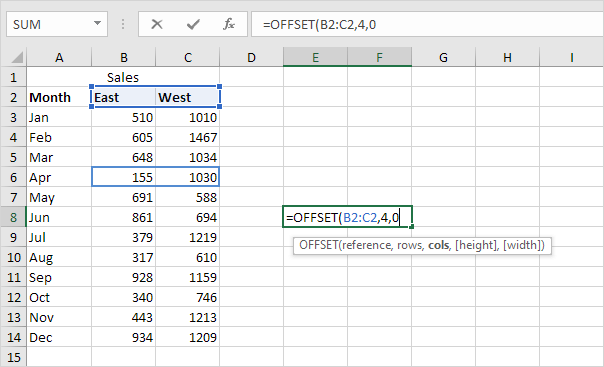 OFFSET as Array Formula Example