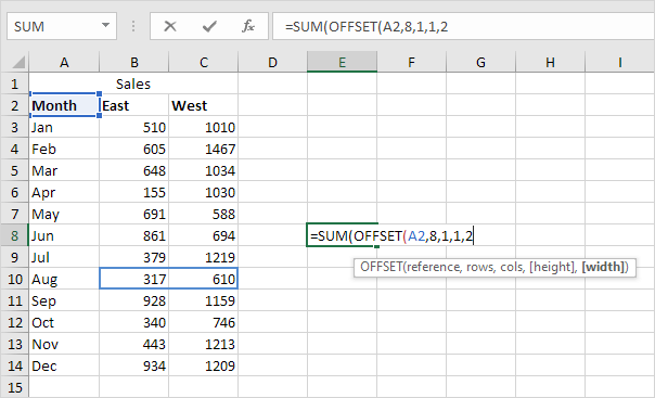 Offset Range Example