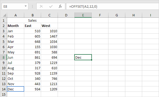 Simple OFFSET function
