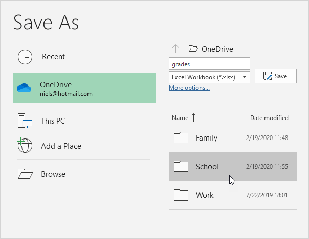 Save to OneDrive