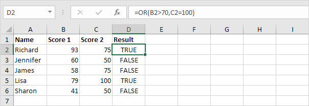 Or Function in Excel