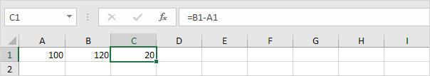 Calculate Difference in excel