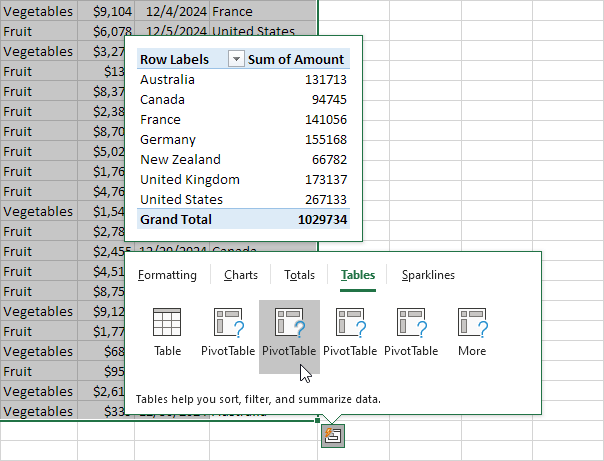 powerpoint 2013 quick analysis button