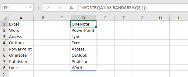 SORTBY and RANDARRAY