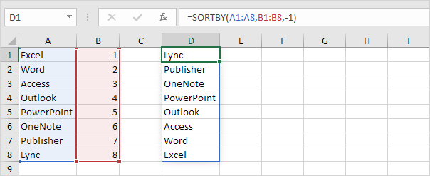 SORTBY function