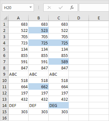 Row Differences in Excel