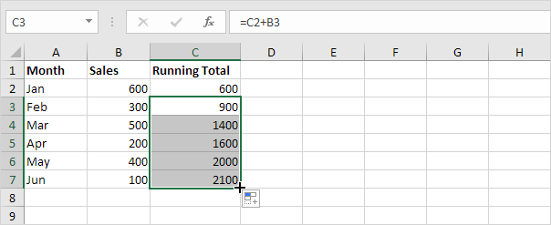 Copy Running Total Formula