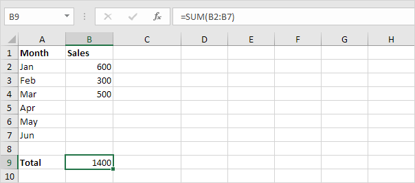 Sum Function in Excel