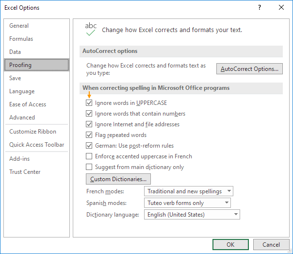 Spell Checking Options