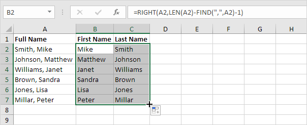 Formulas to Split Cells