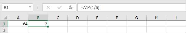 Sixth Root in excel