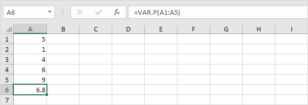 VAR.P function in Excel