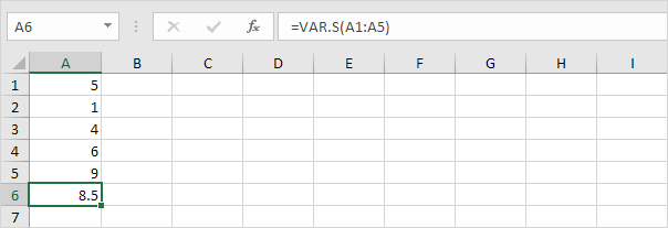 VAR.S function in Excel
