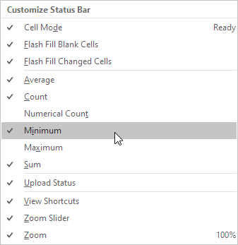 Click Status Bar Option