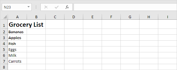 Strikethrough Formatting in Excel