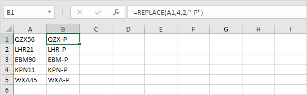 REPLACE function in Excel