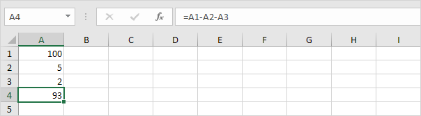 Subtract Numbers in a Range in excel