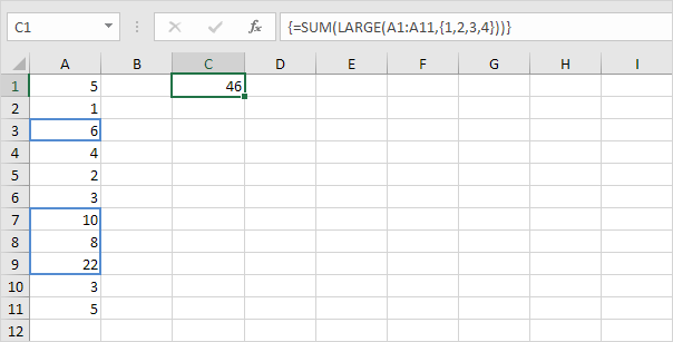 Sum Largest Numbers in Excel