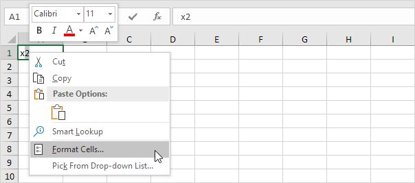 Format Cells