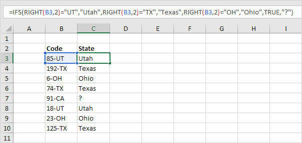 IFS function in Excel