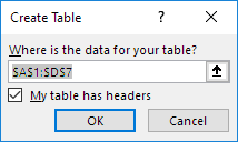 Create Table