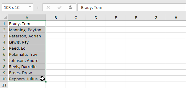 Text to Columns Example in Excel