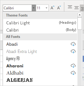 Office Theme Fonts