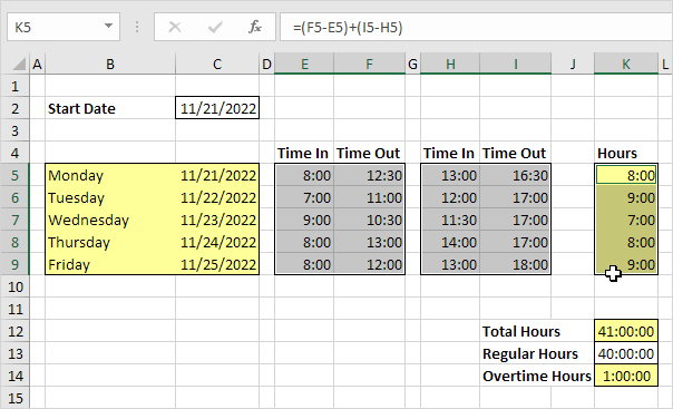 Timesheet Calculator In Excel Easy Excel Tutorial