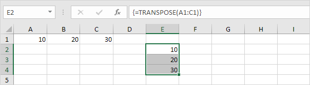 Transpose Function in Excel