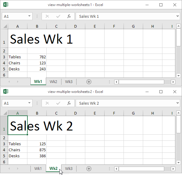 View Multiple Excel Worksheets