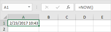 Now Function in excel