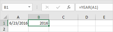 Year Function in excel 