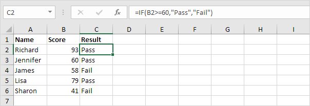 IF Function in excel