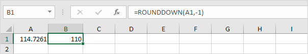 Round Down function in excel