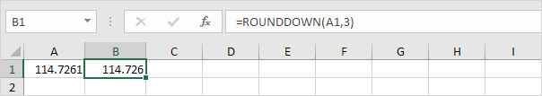 Round Down to Three Decimal Places in excel