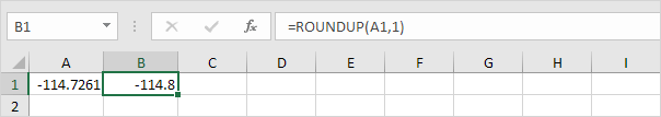 Round Negative Number Up to One Decimal Place in excel