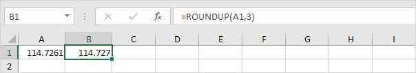 Round Up to Three Decimal Places in excel