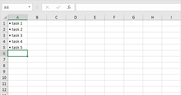 how to add bullet points in excel