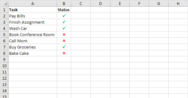 Insert A Check Mark In Excel Step By Step Tutorial
