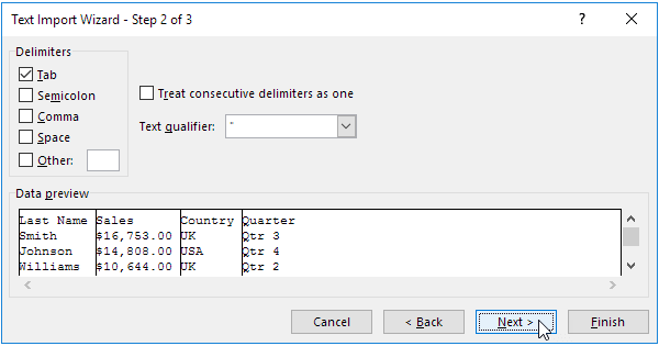 using the text import wizard in excel