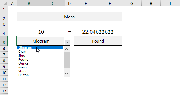 Kg to lbs in Excel - Easy Excel Converter