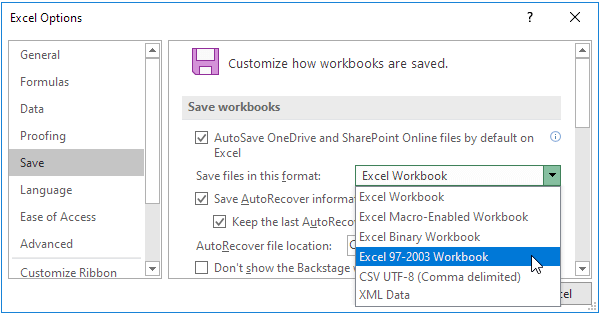 Save In Excel 97 2003 Format Easy Excel Tutorial
