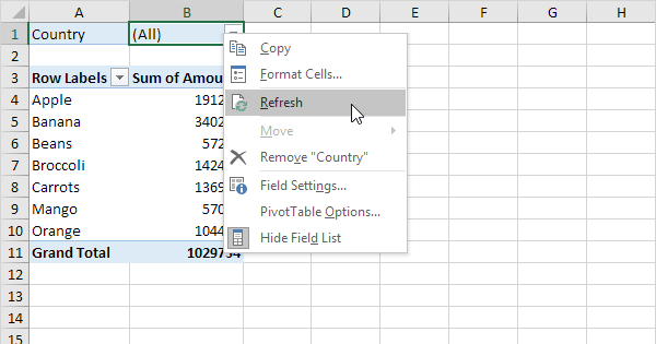 How do i add more data to a pivot table Update A Pivot Table In Excel Easy Excel Tutorial